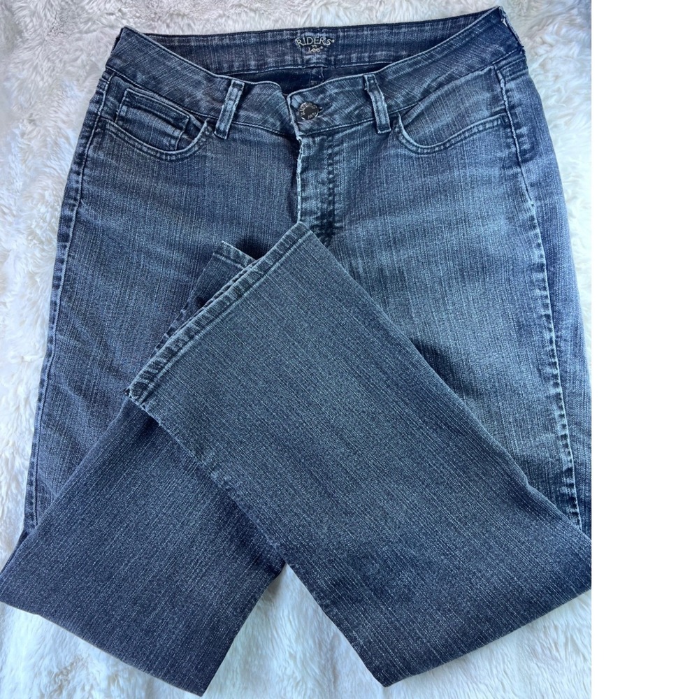 Riders by Lee Womens Mid Rise Bootcut Jeans Dark Wash Blue Stretch Size 12p. A20